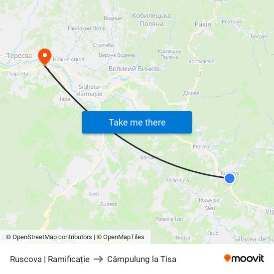 Ruscova | Ramificație to Câmpulung la Tisa map
