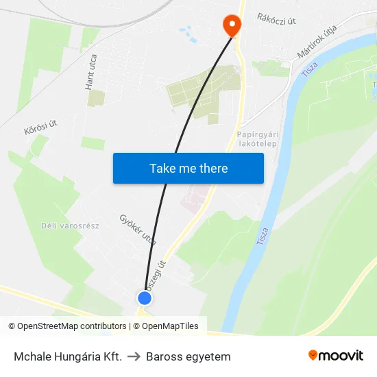 Mchale Hungária Kft. to Baross egyetem map