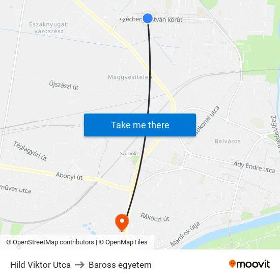 Hild Viktor Utca to Baross egyetem map