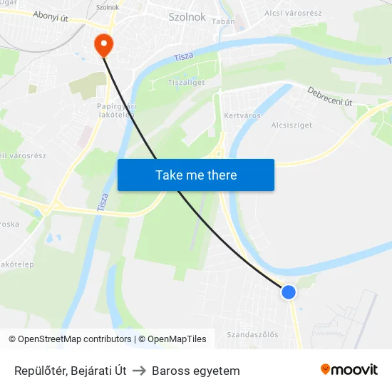 Repülőtér, Bejárati Út to Baross egyetem map