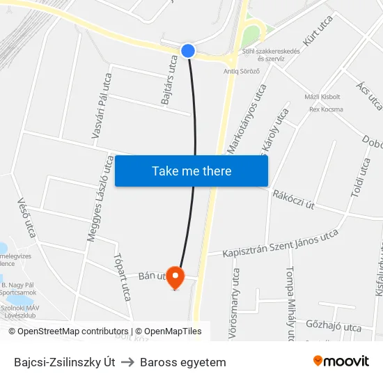 Bajcsi-Zsilinszky Út to Baross egyetem map