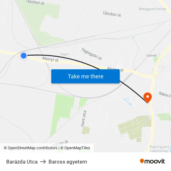 Barázda Utca to Baross egyetem map