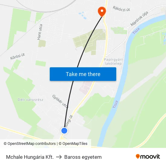 Mchale Hungária Kft. to Baross egyetem map