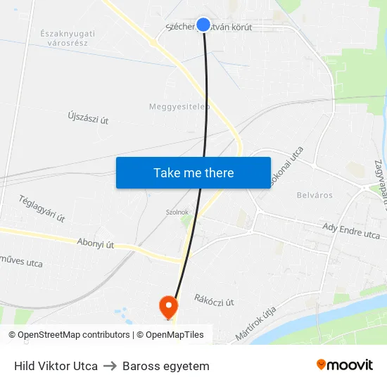 Hild Viktor Utca to Baross egyetem map