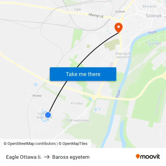 Eagle Ottawa Ii. to Baross egyetem map