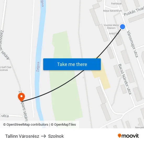 Tallinn Városrész to Szolnok map