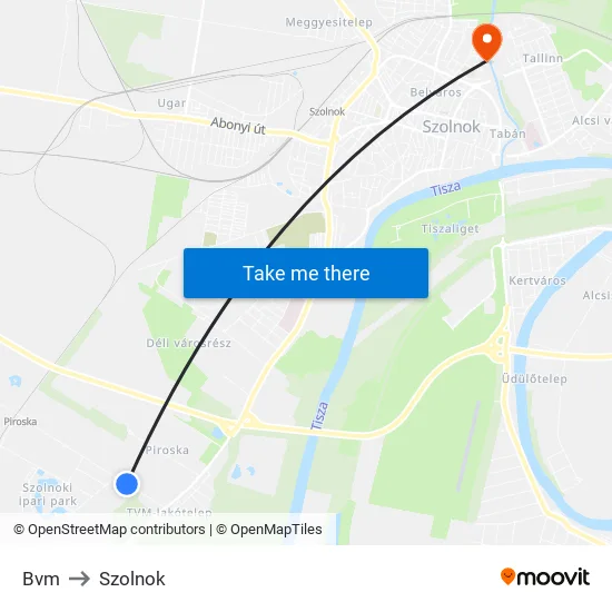 Bvm to Szolnok map
