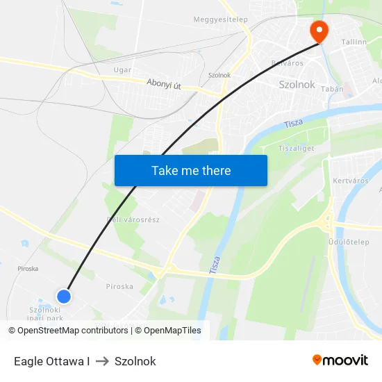 Eagle Ottawa I to Szolnok map
