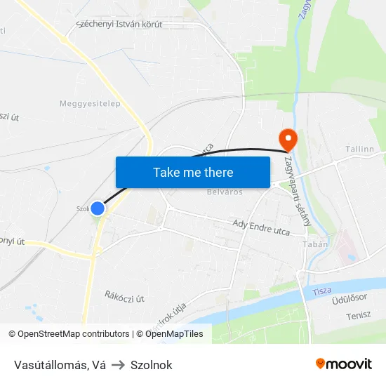 Vasútállomás, Vá to Szolnok map