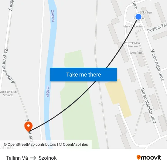 Tallinn Vá to Szolnok map