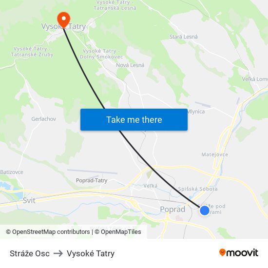 Stráže Osc to Vysoké Tatry map