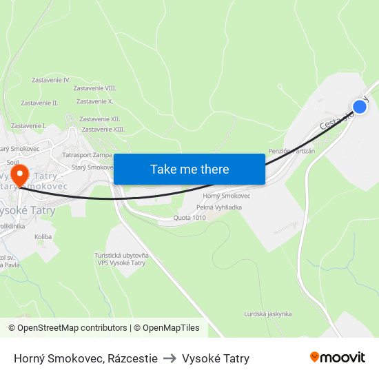 Horný Smokovec, Rázcestie to Vysoké Tatry map