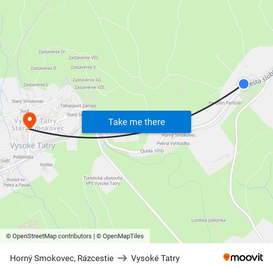 Horný Smokovec, Rázcestie to Vysoké Tatry map