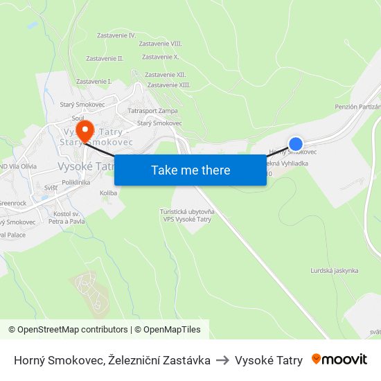 Horný Smokovec, Železniční Zastávka to Vysoké Tatry map