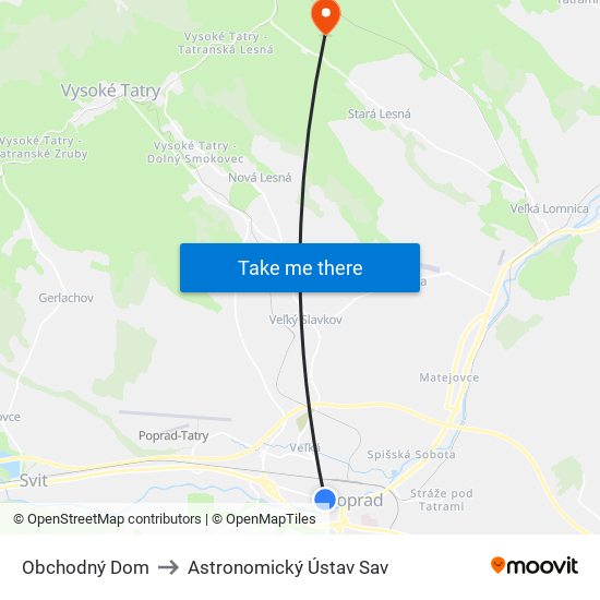 Obchodný Dom to Astronomický Ústav Sav map