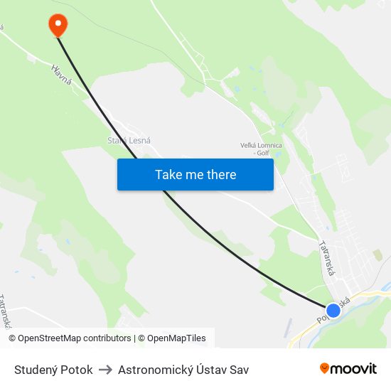 Studený Potok to Astronomický Ústav Sav map