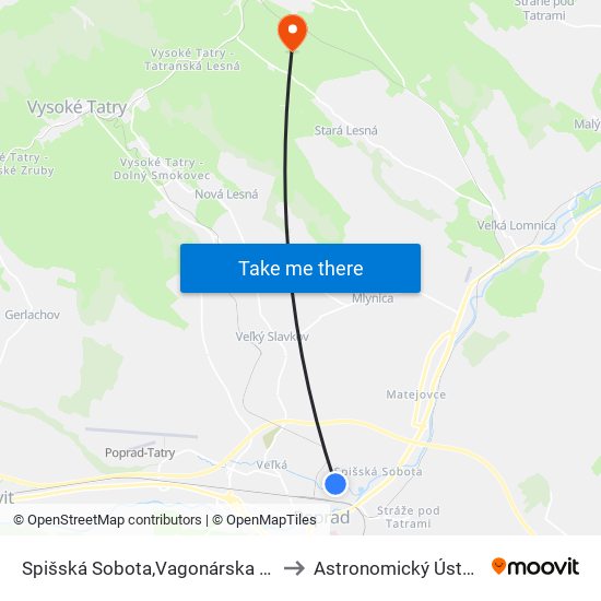 Spišská Sobota,Vagonárska Urálska to Astronomický Ústav Sav map