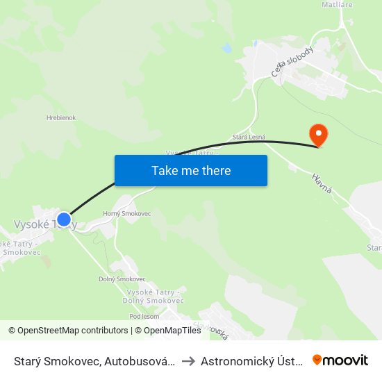 Starý Smokovec, Autobusová Stanica to Astronomický Ústav Sav map