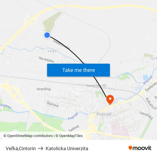 Veľká,Cintorín to Katolícka Univerzita map