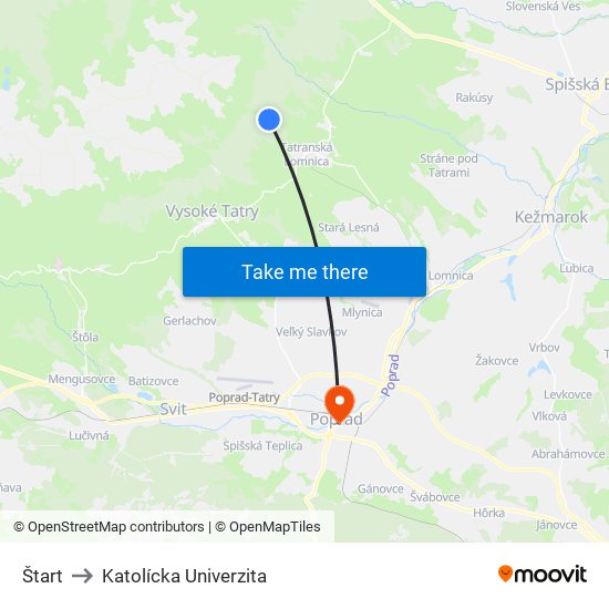 Štart to Katolícka Univerzita map