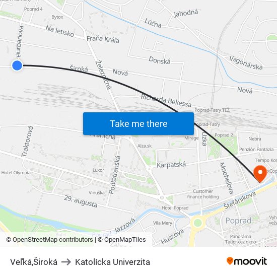 Veľká,Široká to Katolícka Univerzita map