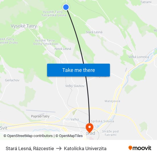 Stará Lesná, Rázcestie to Katolícka Univerzita map