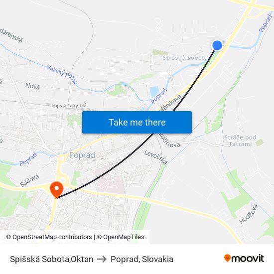 Spišská Sobota,Oktan to Poprad, Slovakia map