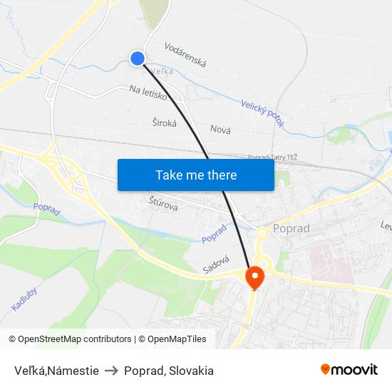 Veľká,Námestie to Poprad, Slovakia map