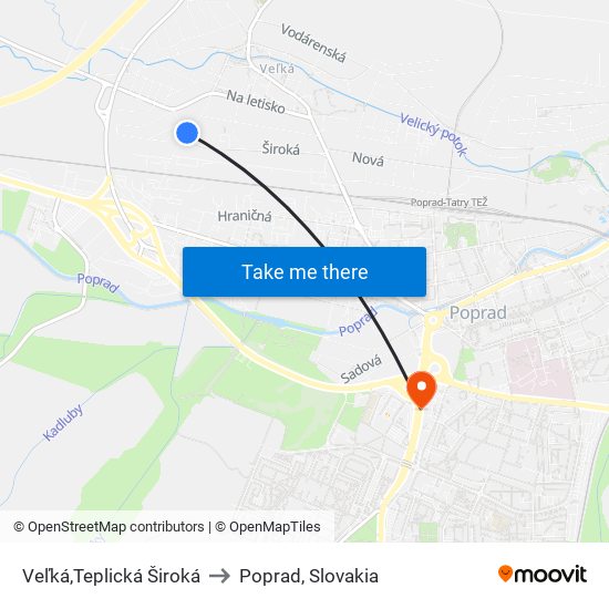 Veľká,Teplická Široká to Poprad, Slovakia map