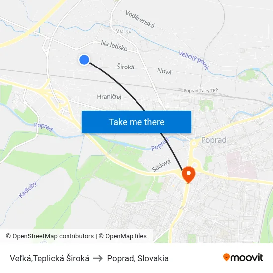 Veľká,Teplická Široká to Poprad, Slovakia map