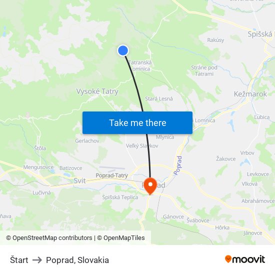 Štart to Poprad, Slovakia map