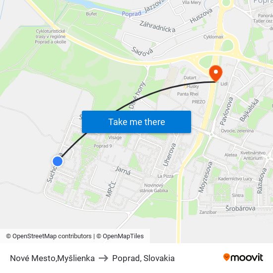 Nové Mesto,Myšlienka to Poprad, Slovakia map