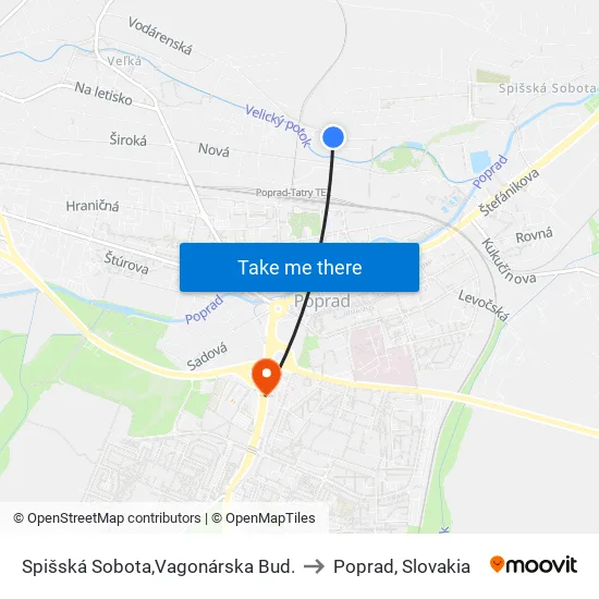 Spišská Sobota,Vagonárska Bud. to Poprad, Slovakia map