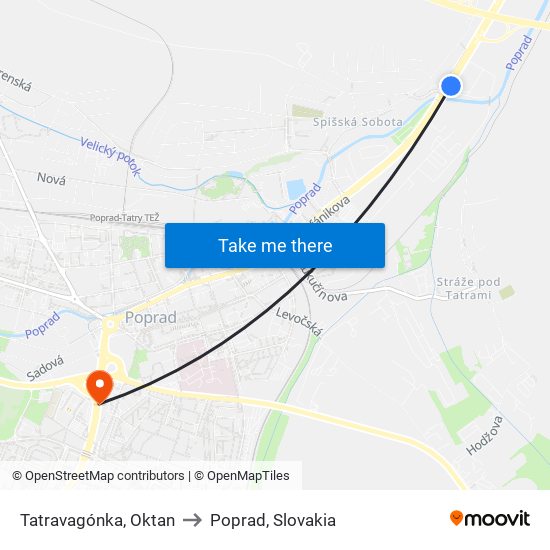 Tatravagónka, Oktan to Poprad, Slovakia map