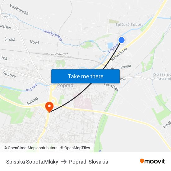 Spišská Sobota,Mláky to Poprad, Slovakia map