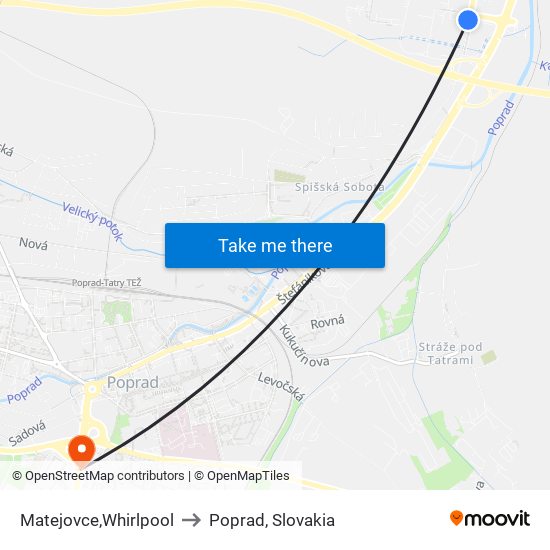 Matejovce,Whirlpool to Poprad, Slovakia map