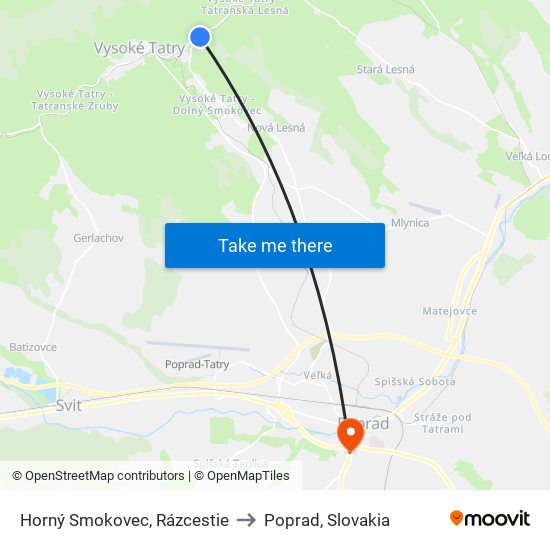 Horný Smokovec, Rázcestie to Poprad, Slovakia map