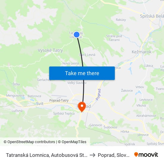 Tatranská Lomnica, Autobusová Stanica to Poprad, Slovakia map