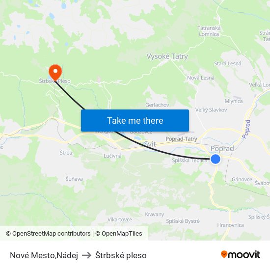 Nové Mesto,Nádej to Štrbské pleso map