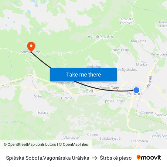 Spišská Sobota,Vagonárska Urálska to Štrbské pleso map