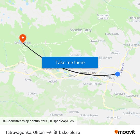 Tatravagónka, Oktan to Štrbské pleso map