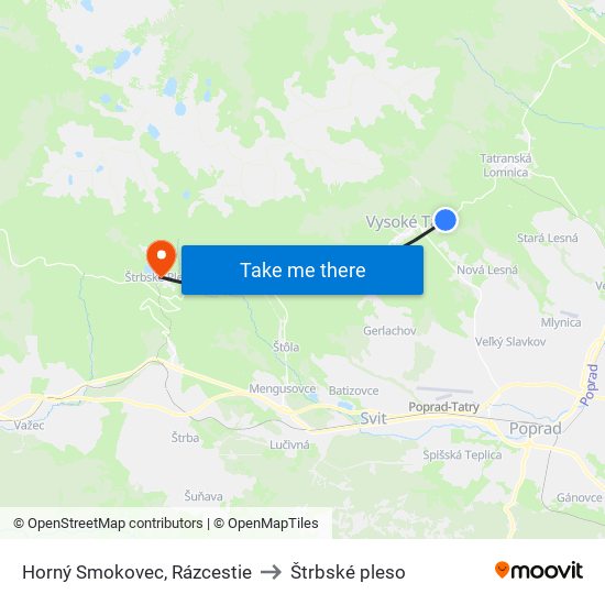 Horný Smokovec, Rázcestie to Štrbské pleso map