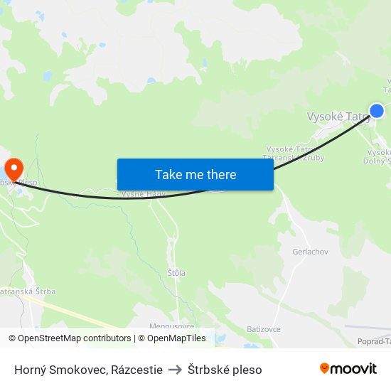 Horný Smokovec, Rázcestie to Štrbské pleso map