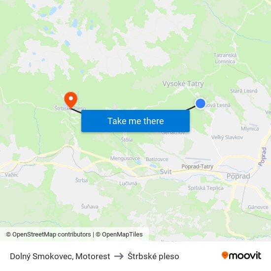 Dolný Smokovec, Motorest to Štrbské pleso map