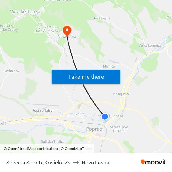 Spišská Sobota,Košická Zš to Nová Lesná map