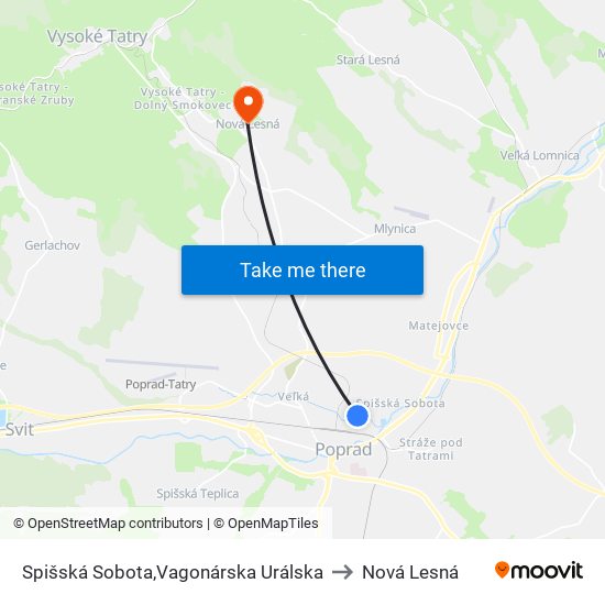 Spišská Sobota,Vagonárska Urálska to Nová Lesná map