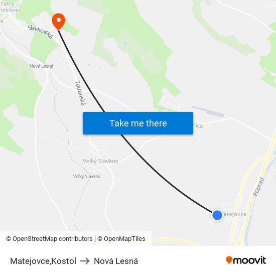 Matejovce,Kostol to Nová Lesná map