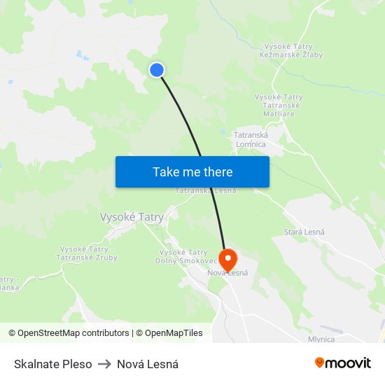 Skalnate Pleso to Nová Lesná map