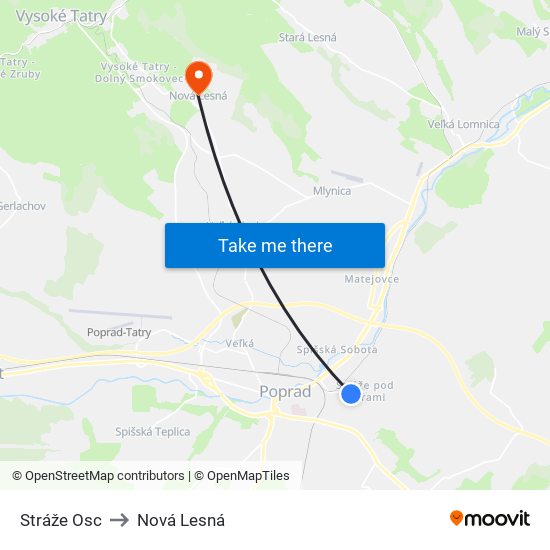 Stráže Osc to Nová Lesná map