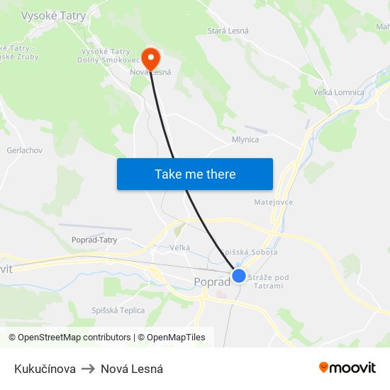 Kukučínova to Nová Lesná map